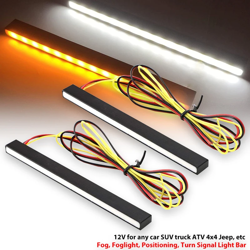 2pcs Car Styling Slim-Fit White/Amber Sequential Blink Switchback LED White Daytime Running Light Amber Turn signal blinker