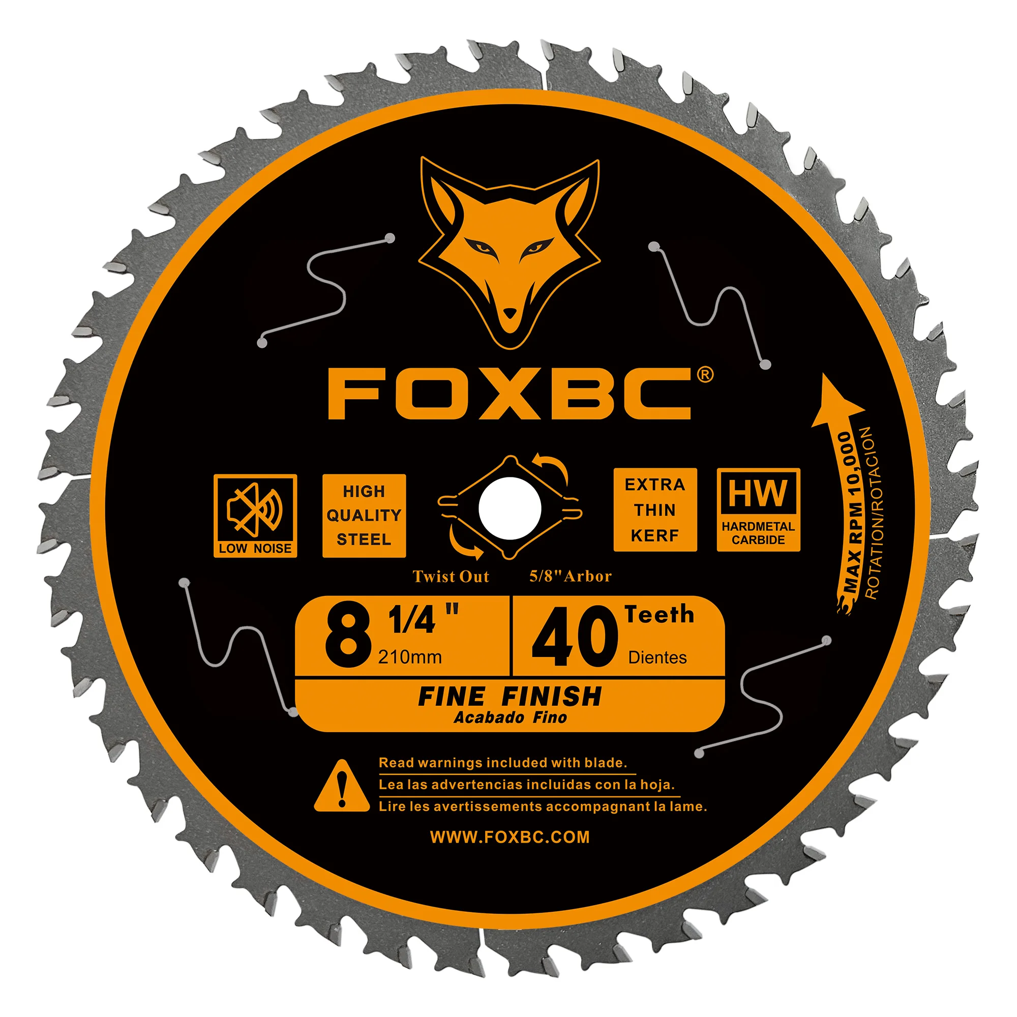 Ostrze piły tarczowej FOXBC 8 cali 210 mm 40 ząb 5/8 cali do obróbki drewna aluminium Metal 1 szt