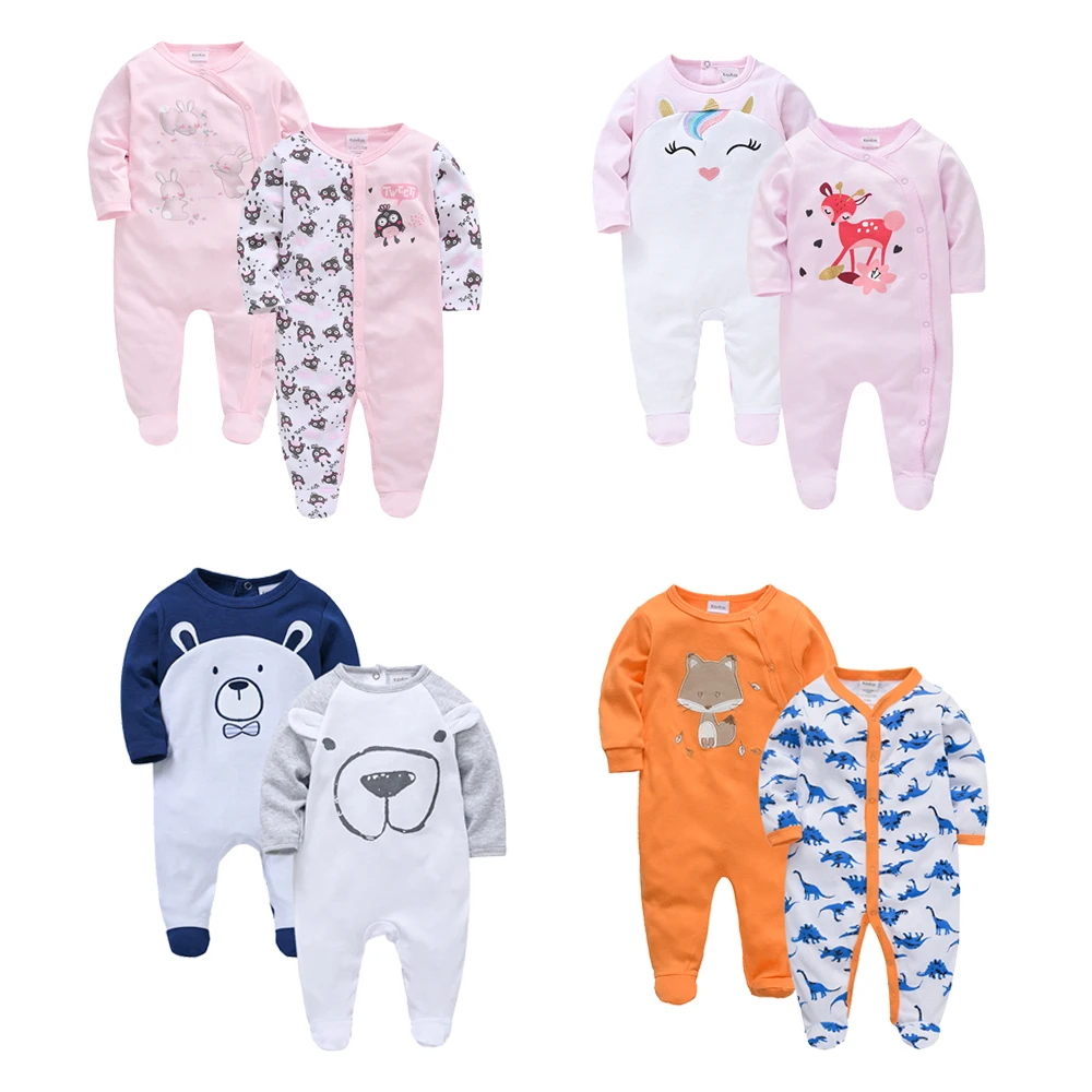 KAVKAS 0-12Months Baby Romper Newborn Clothing 100%Cotton Clothes Long Sleeve Infant Clothing Pajamas Overalls Cheap