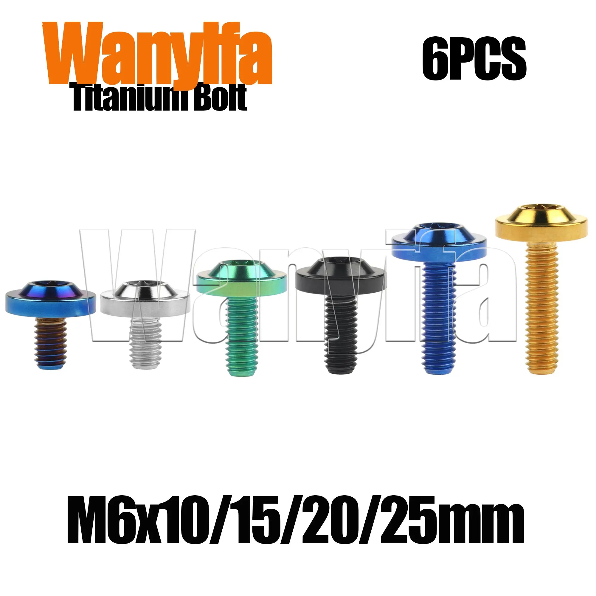 Wanyifa Titanium Bolt M6x10/15/20/25mm Disc Torx Screw  Bicycle Brake for MTB Road Bike6Pcs