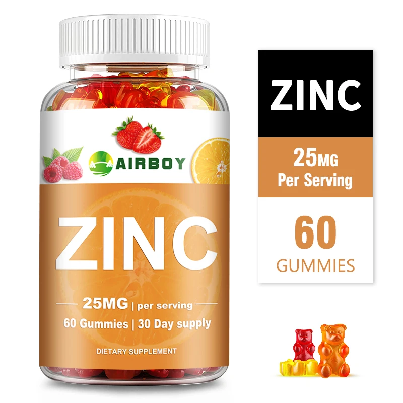 Zinc Gummies - Enhances Brain Function, Improves Mood and Memory, Antioxidant - 60 Gummies