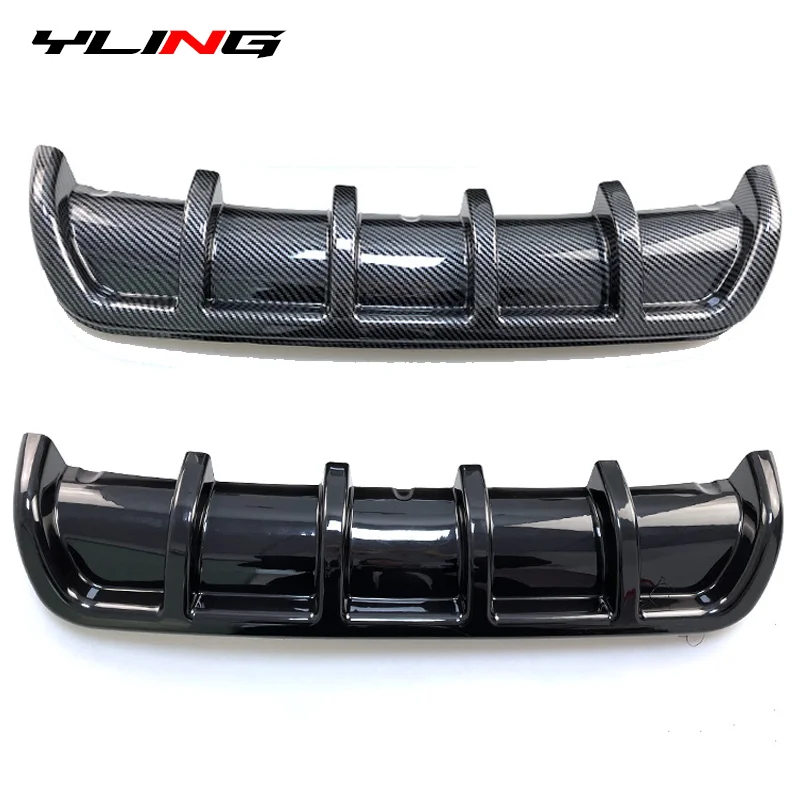 Universal Car Rear Diffuser Deflector Bumpers Spoiler Protector Shark Fin 6 Wing Glossy Black Carbon ABS Styling Accessories