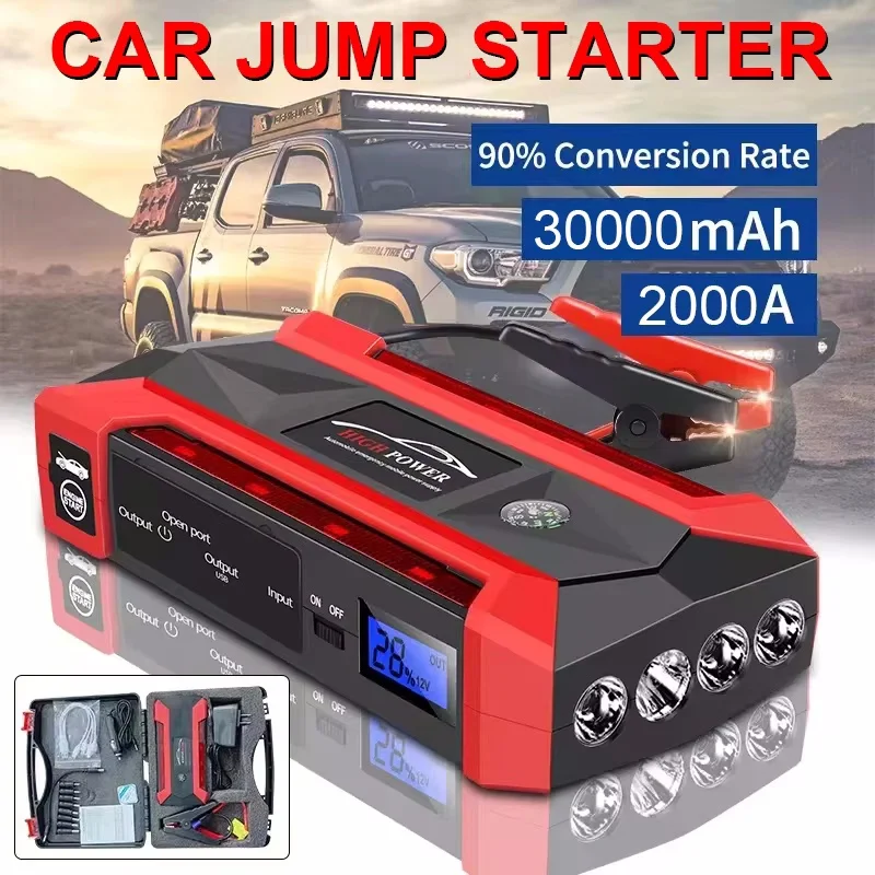 Car Battery Starter 30000mAh Portable Charger Auto Jump Starter 12V Petrol Diesel Car Emergency Booster Start Power Supply