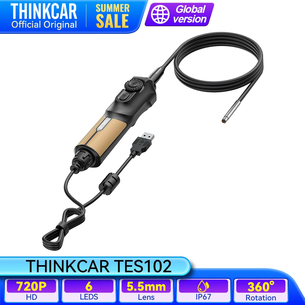 

THINKCAR TES102 USB Endoscope Cars 90cm IP67 Waterproof LED Lighting 5.5mm Lens 720P HD Camera For Smartphones 892BT VO8 VO7S