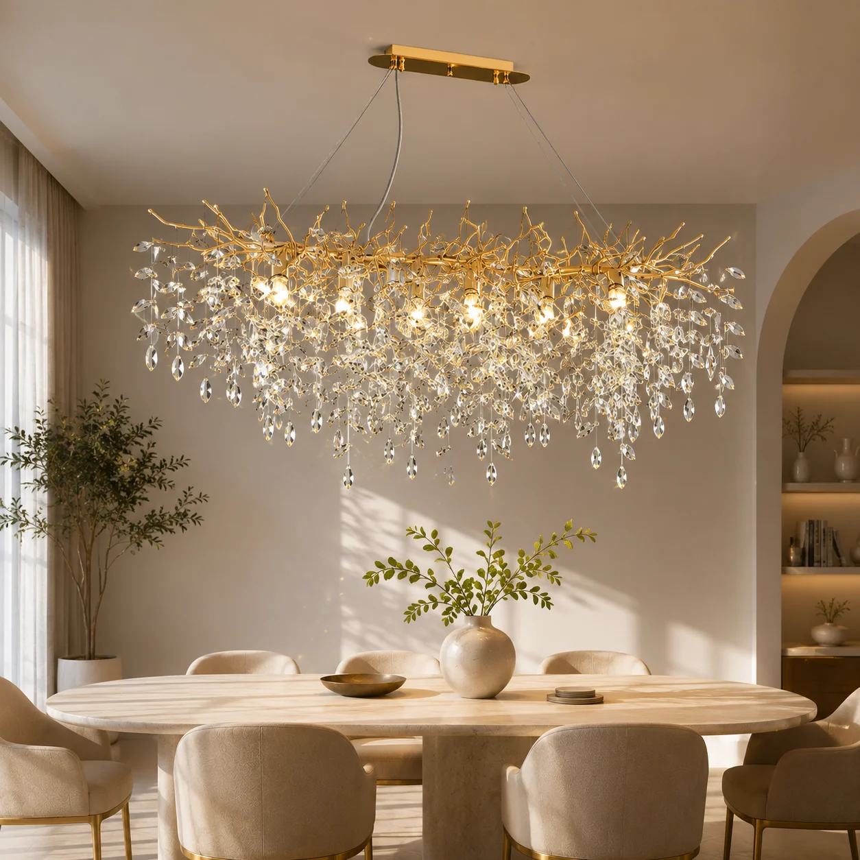Lustre moderne en cristal E14 à intensité variable, luminaire suspendu réglable en hauteur pour îlot de cuisine, salon, chambre, villa, hall d'entrée, salle à manger, café, hôtel et décoration commerciale