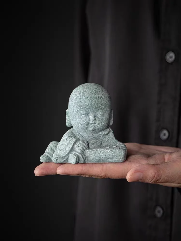 Oriental Zen Little Monk Concrete Silicone Mold Little Monk Shaped Tea Pet Mold Gypsum Desk Ornament Paperweight Silicone Mold