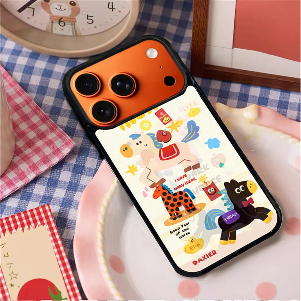 

Cute New Year's Pony Transformation Image FRO Magnetic Case Suitable for iPhone 17 Pro Max 15/16 13/14 ProMax Anti Drop Protecti