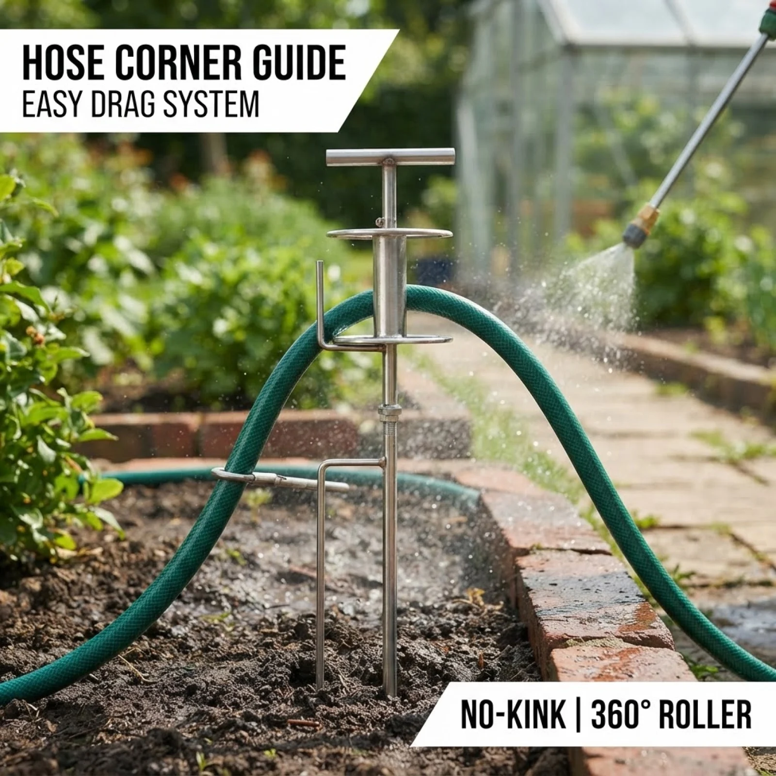 Garden Hose Corner Roller Smooth Rotation Prevents Kinks And Knots Corner Hose Guide Stake Gardening Tool for Gardeners And Farm