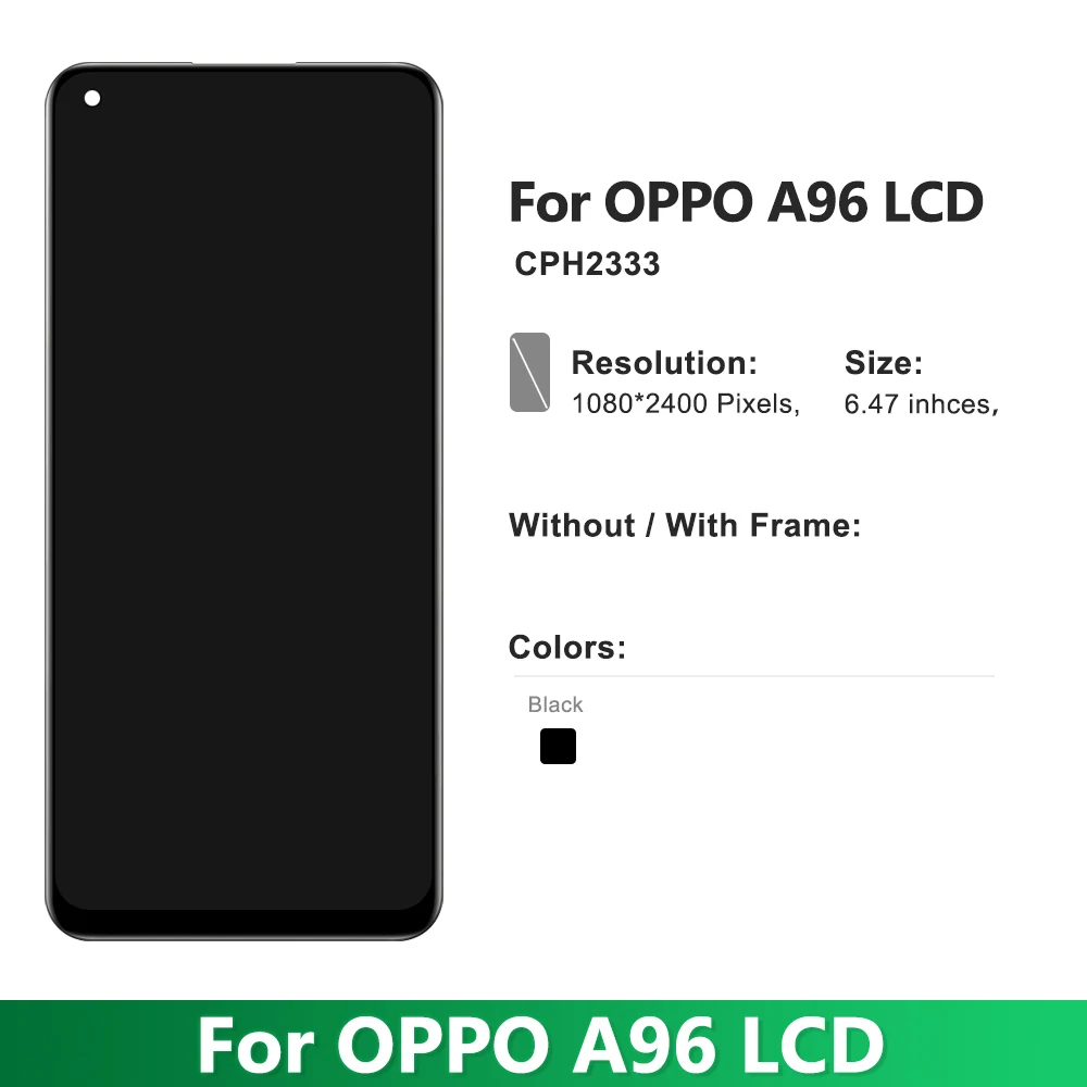 Display For OPPO A96 4G Global LCD CPH2333 Display Touch Screen Panel Digitizer Replacement For Oppo A96 4G With Frame