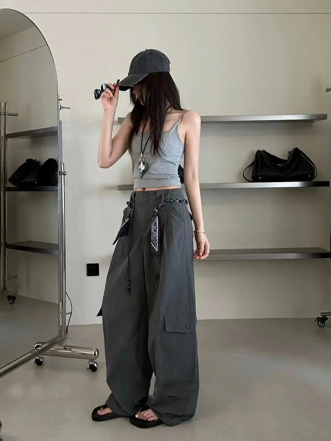 Women's early autumn casual loose wide leg trousers