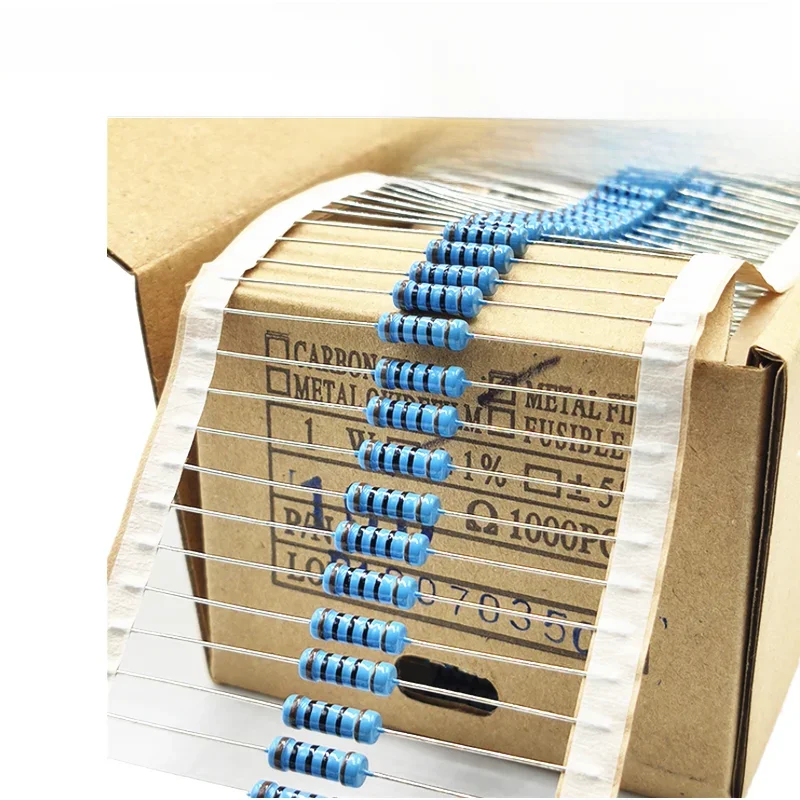 Résistance à film métallique 1W, 50 pièces/lot, 1% 1R ~ 1M ohm 2.2R 4.7R 10R 22R 47R 100R 220R 470R 1K 10K 100K 2.2 4.7 10 22 47 100 220 470 ohm