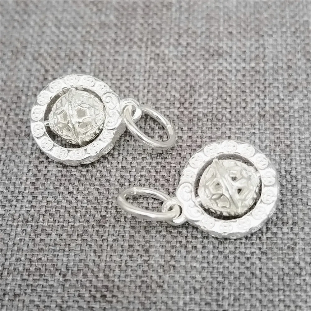 

2pcs of 925 Sterling Silver Spinning Coin Charm 3D Money Rolling in Luck Pendant
