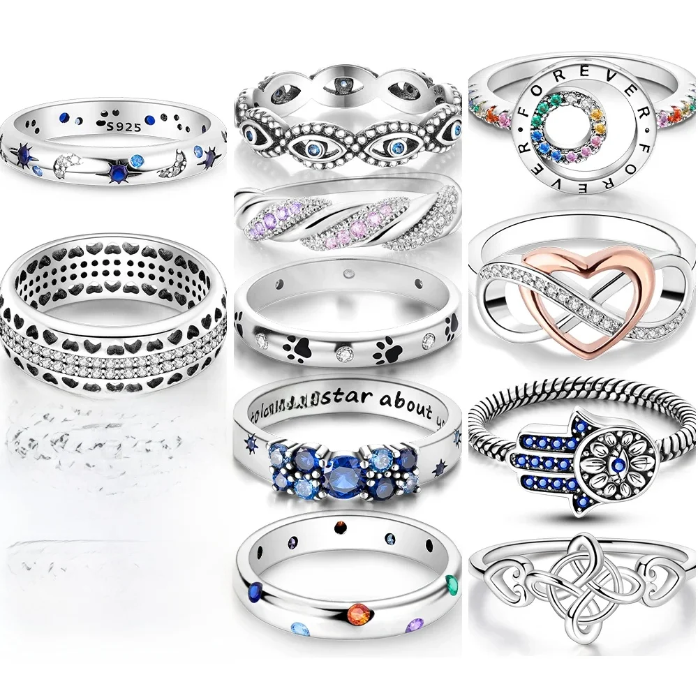 Hot Sales 925 Sterling Zilveren Ringen Oneindige Liefde Ster Maan Voor Vrouwen Originele Zilveren 925 Trouwring Sieraden Gift - afbeelding 2