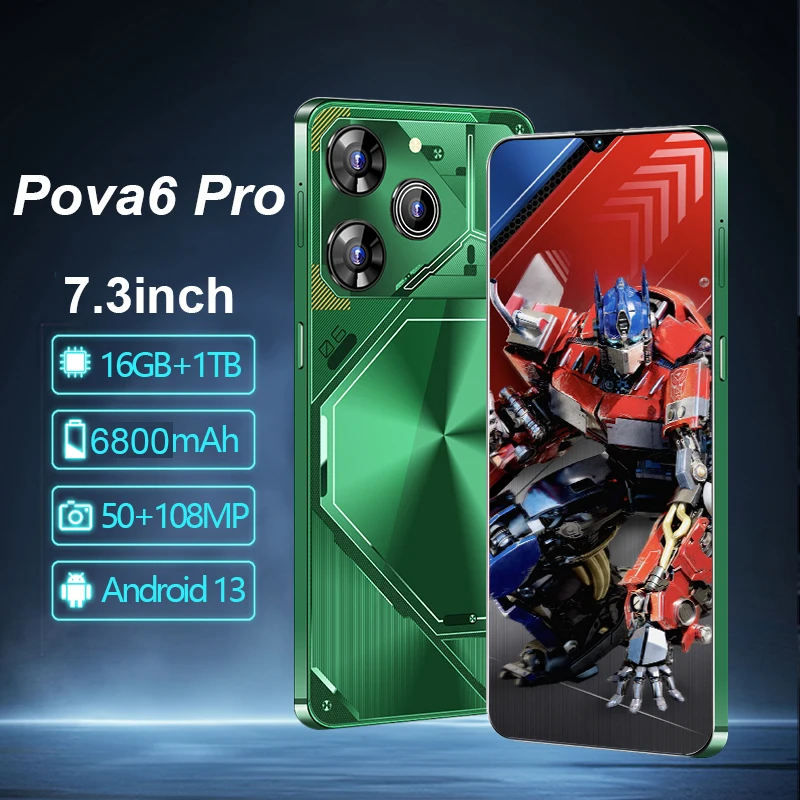 Original Pova 6 Pro Smartphone 5G Snapdeagon8 Gen3 6.8inch 16G+1T CellPhone Dual SIM MobilePhone 50+108MP Android14 Unlocked NFC