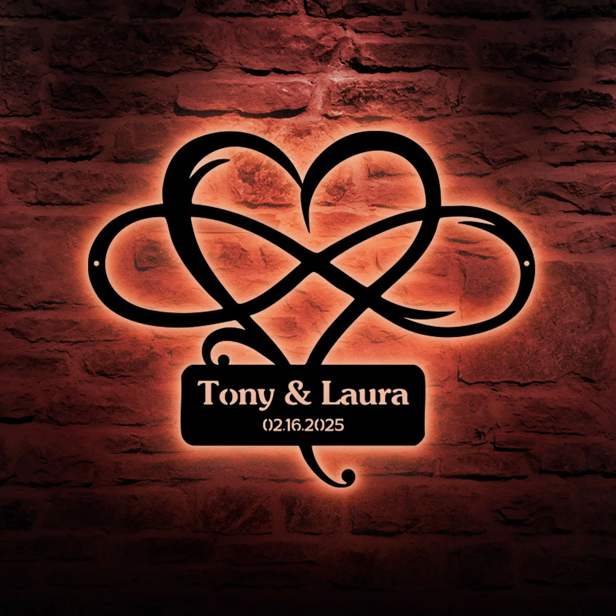Personalized Wedding Gift for Couple, Custom Infinity Sign, Wedding Date Sign Metal Engagement Sign Anniversary Gift