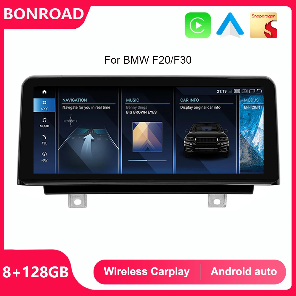 Bonroad 8GB 128GB Android 13 Car Radio Screen For BMW F20 F21 F22 F30 F31 F32 F34 F36 Multimedia Player CarPlay GPS Navigation