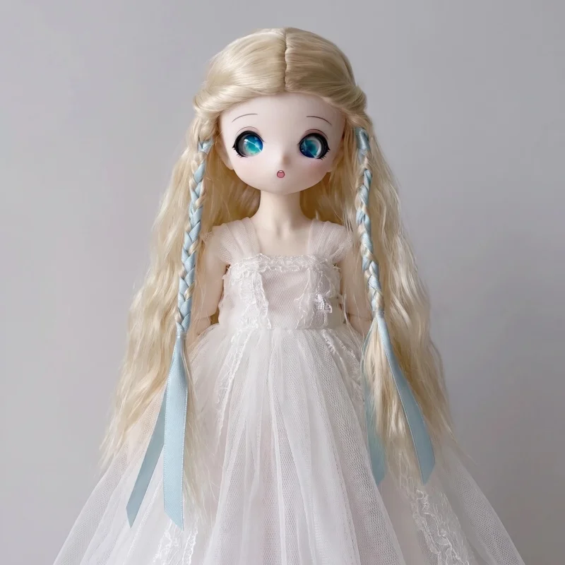 JD913 Braided Hairstyle with Headband Pretty BJD Wigs For OB11 YOSD MSD SD Blythe Qbaby Doll Hair with Bow Cheap Accessories