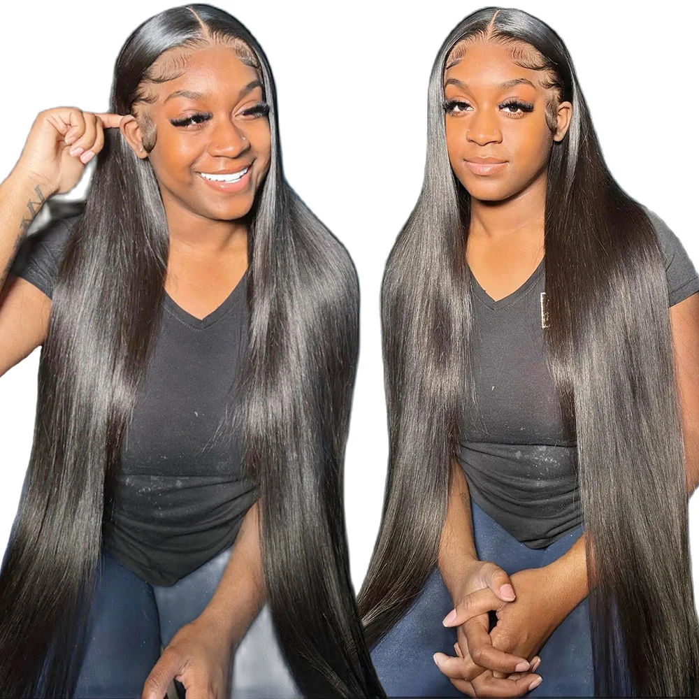 200 250 Density Bone Straight Human Hair Lace Frontal Wig Glueless Wigs 30 Inch Lace Front Wig Hd Lace Wig 13X6 Human Hair