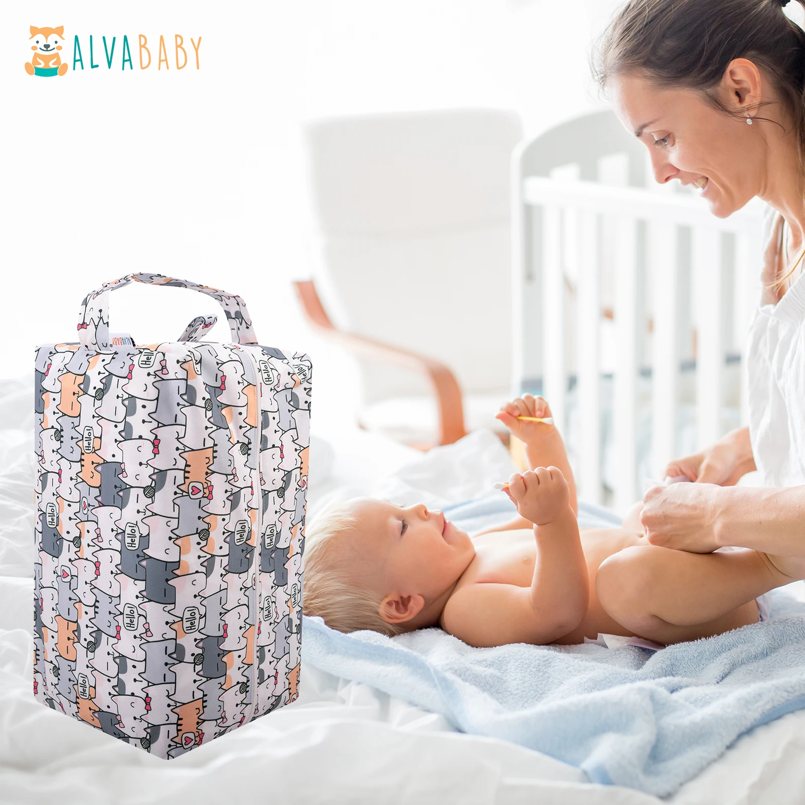 U PICK ALVABABY Diaper Pod with Double TPU Layers Cloth Diaper Bag Reusable Diaper Bag  Waterproof Nappy Bag