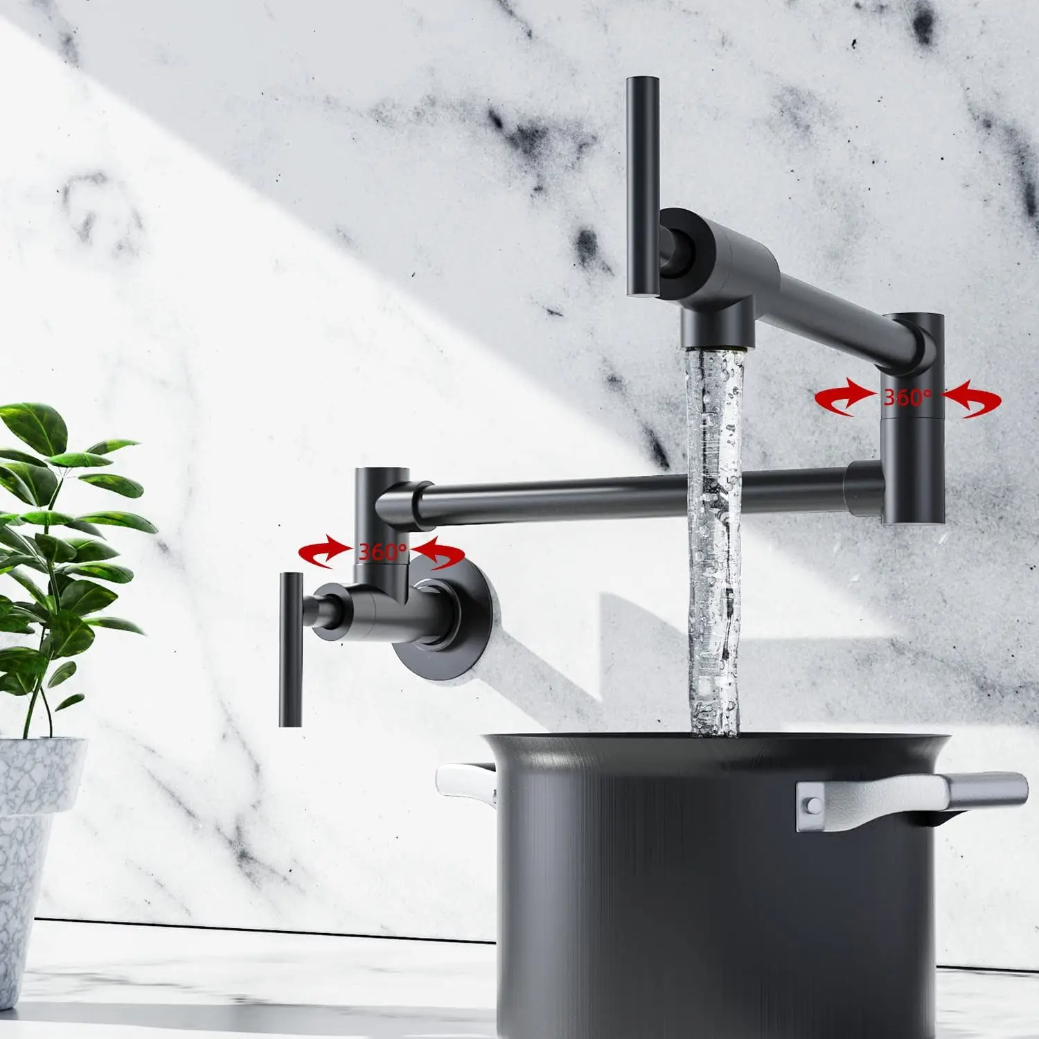 Imagem -06 - Pot Filler Faucet Montagem na Parede do Fogão da Cozinha Torneira de Bronze Stretchable Dupla Junta Único Furo com Duas Alças