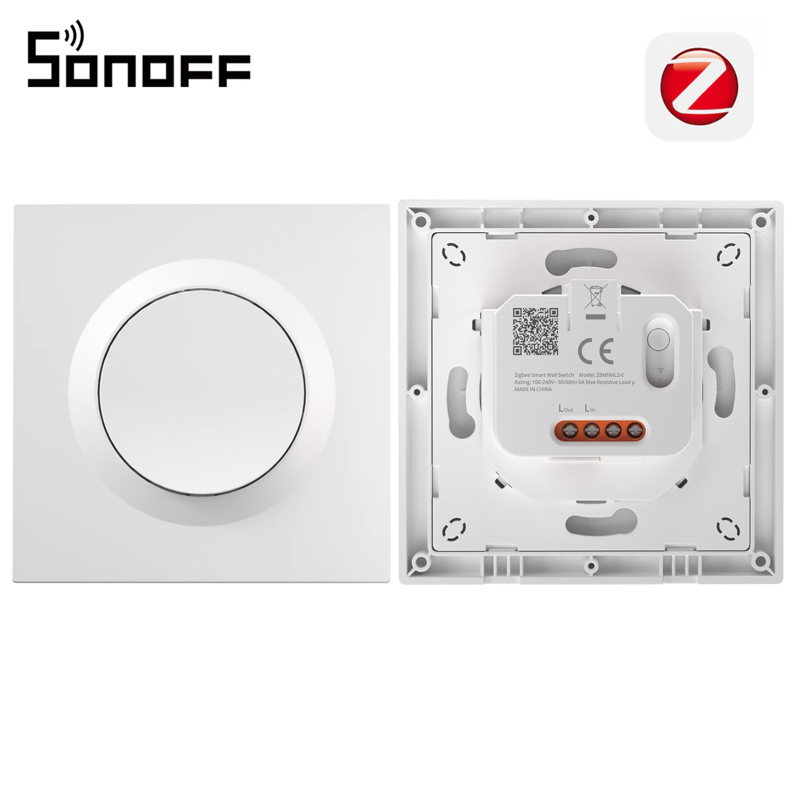 SONOFF Orb-ZBW1L Zigbee Lichtschalter Unterputz – ohne Neutralleiter Zigbee Hub erforderlich kompatibel mit Alexa & Google Home