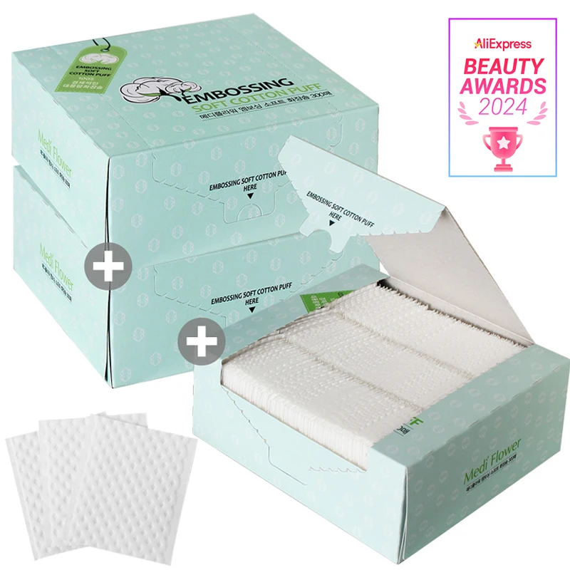 Medium flower large capacity embossed cotton 300x3 boxes (total 900)/pure cotton 100%