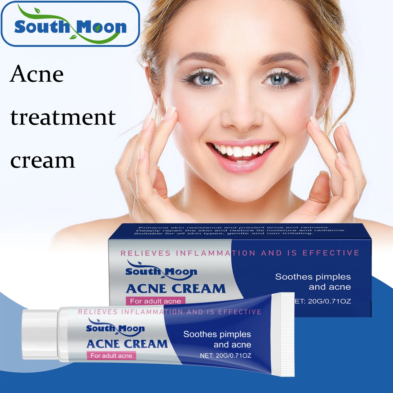 

Травяной крем для лечения прыщей South Moon, нежное удаление прыщей, контроль жирности, нелипкий, освежающий, очищающий поры, крем для удаления прыщей на коже