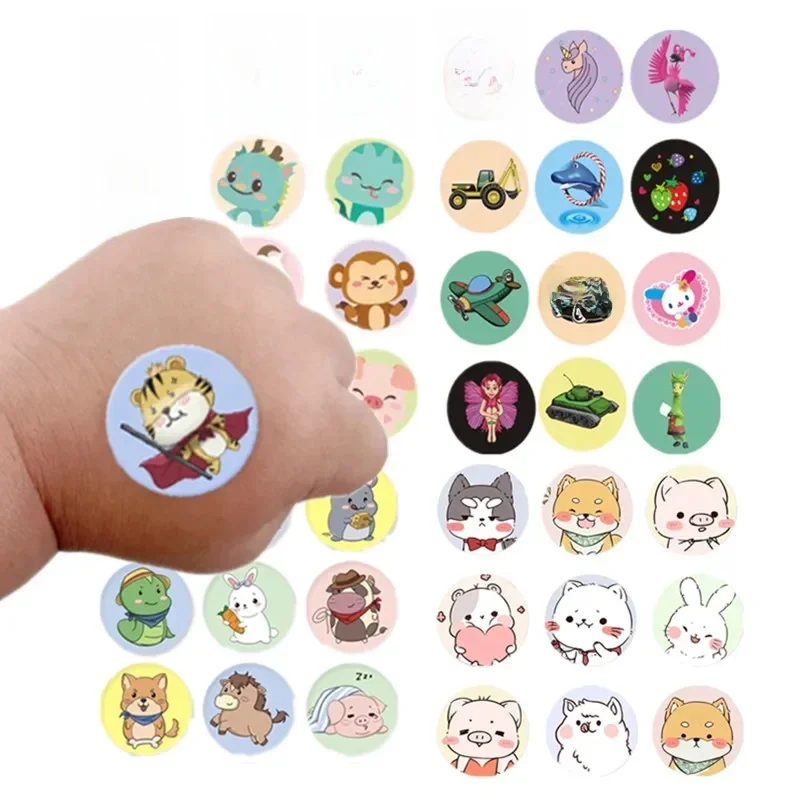 50/80/100/120 sztuk okrągły plaster medyczny wodoodporny oddychający uroczy kreskówkowy szczepionka dla dzieci stopka na rany opaska na krew bandaids śliczne — zdjęcie 2