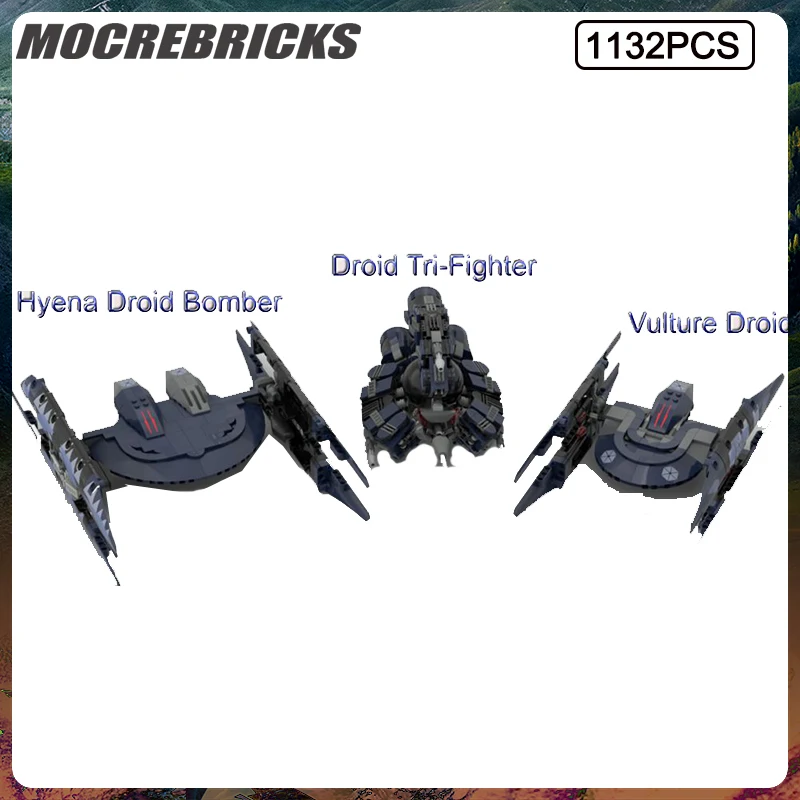 

New Space Series Wars Droid Tri-Fighter High Tech Space Small Warship MOC Assemble Building Block Model Children's Toys Gifts