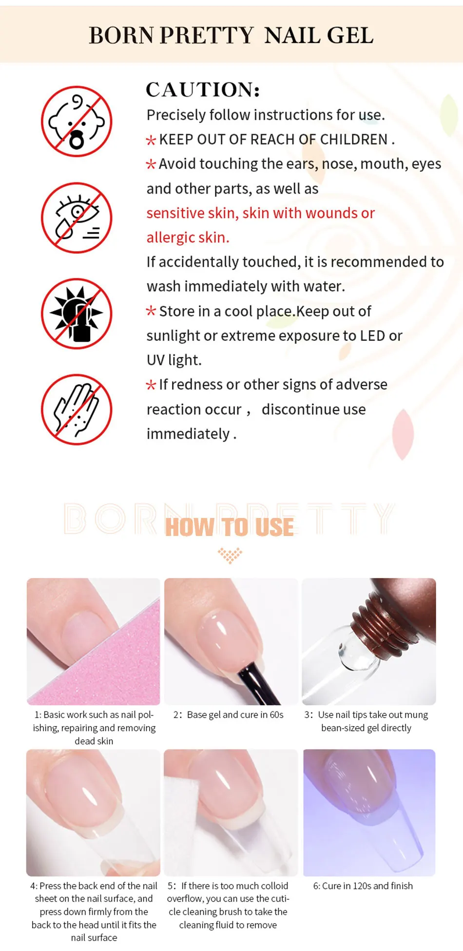 BORN PRETTY 15g Nail Tips Gel Nude Clear Transparent Nail Gel Soak Off UV LED Nail Art Gel Lack Funktion Gel Nagelverlängerung – Detail 6