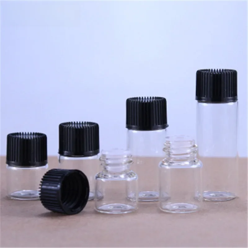 100 sztuk 1ml 2ml 3ml 5ml przezroczysta butelka ze szkła pusta na olejki szklana butelka na olejki butelki na olej perfumy Mini butelka wielokrotnego napełniania — zdjęcie 2