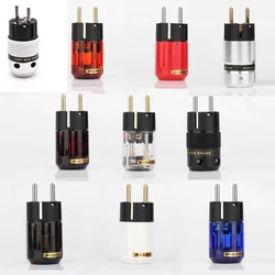 2Pcs EU Power Plug Rhodium/Gold Plated Copper Male Connector