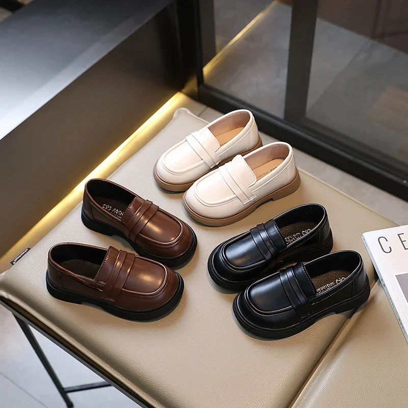 Mocassins en Cuir à Bout Rond pour Fille et Garçon, Chaussures de Princesse, Souples, à la Mode, pour ix, Mariage, Uniforme d'École, pour Enfant