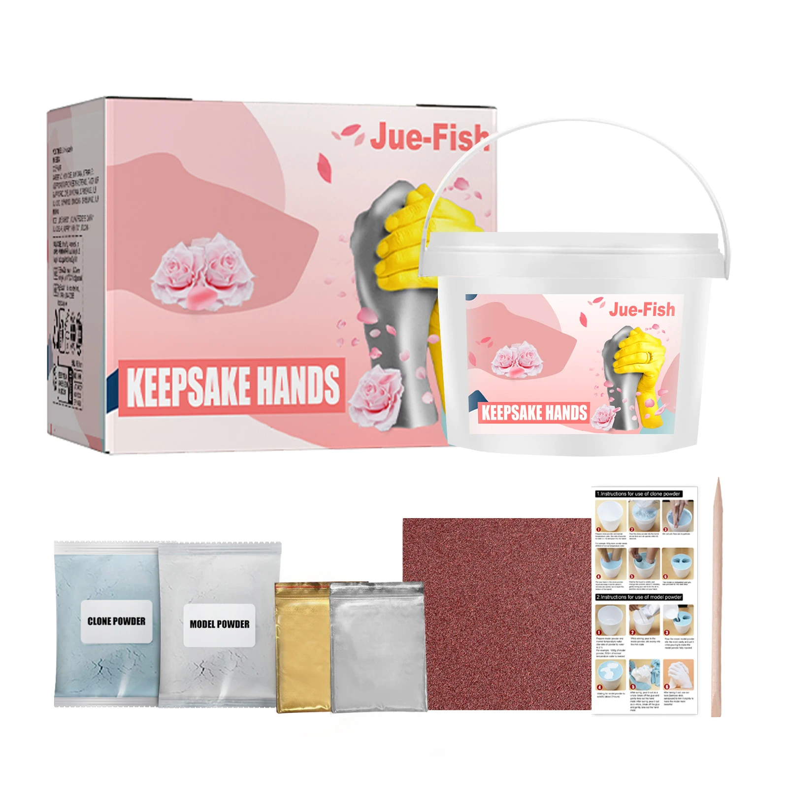 3d Hand Model Plaster Diy Kit With Clone Powder Mother's Day Valentine's Gift For Couples Baby Handprint Keepsake Clay Craft Set