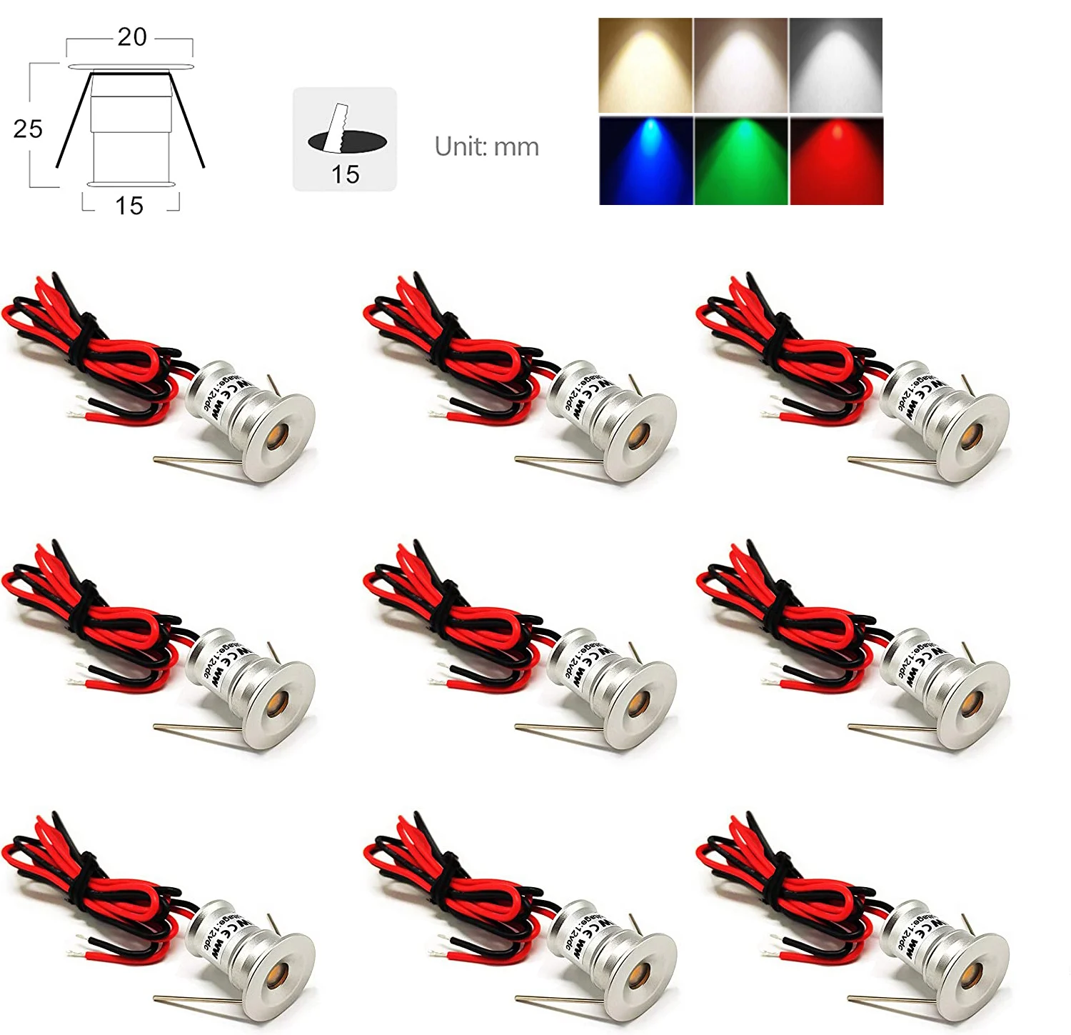 

30Pcs / A Lot Mini 15mm Cut Hole 1W LED Recessed Ceiling Spotlight AC/DC 12V Lights Showcase Display Decoration Lamps