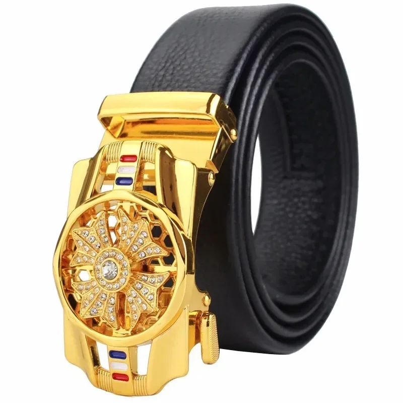 Mann Automatische Schnalle Leder Gürtel Hohe Qualität Männer Business Gürtel Goldene Taille Schnalle