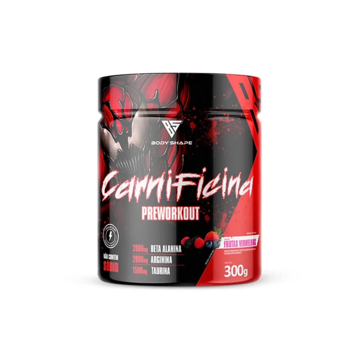 Pre Workout Powder Carnage High Impact Energy 200mg Caffeine Pot 300g Body Shape