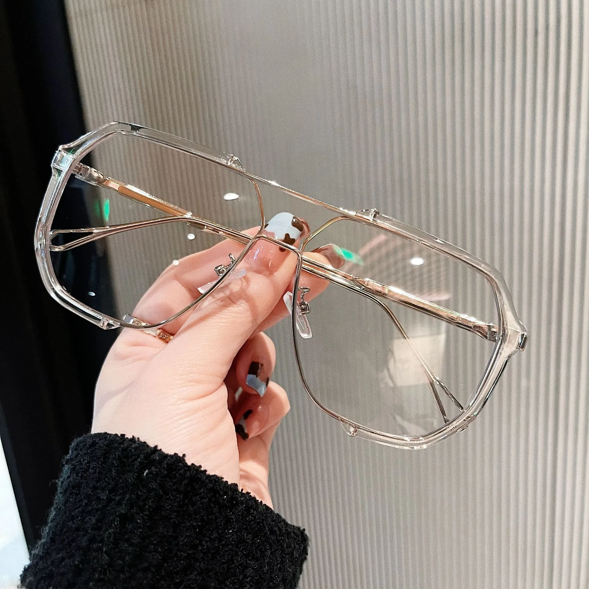 Übergroße Sonnenbrille Frauen Neue Einzigartige Einteilige Mode Sonnenbrillen für Männer UV400 Punk Gläser Trend Weibliche Brillen UV400 – Detail 15