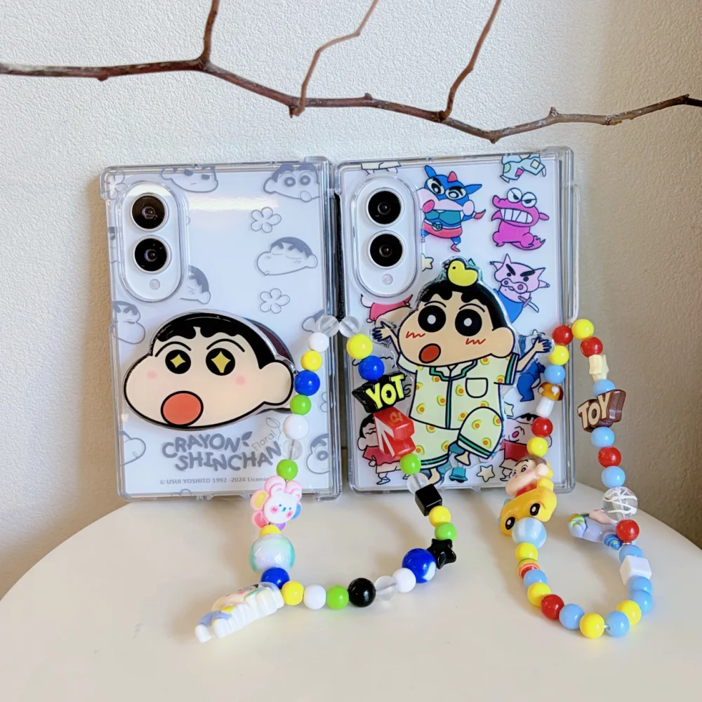 Kawaii Anime Cartoon Shin Chan Phone Case For Samsung Galaxy Z Fold 8, Z Fold 8 Ultra, Fashion Cute Shockproof Cover With Holder