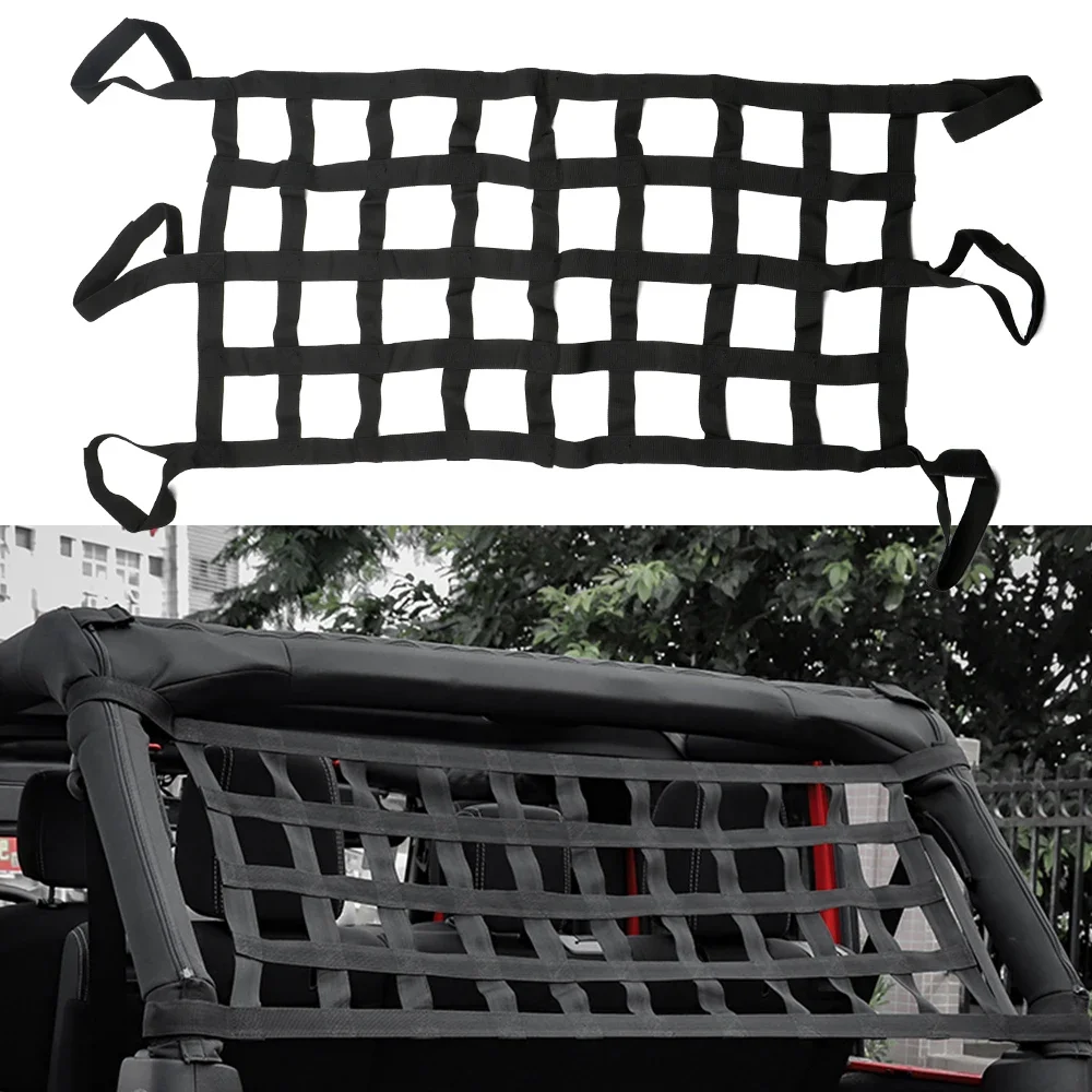 Siatka do przechowywania na dachu samochodu Akcesoria do modernizacji Siatka do bagażnika Jeep Wrangler Wielofunkcyjna siatka siatkowa — zdjęcie 2