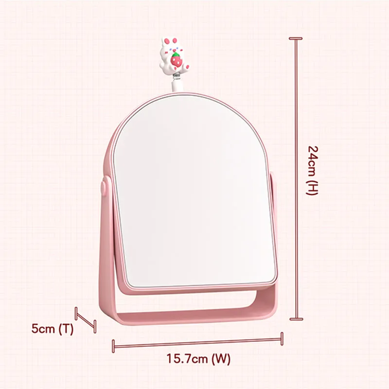 Niedlicher Hasenspiegel, süßer Make-up-Spiegel, Studentenwohnheim, kleiner Spiegel, tragbarer, zusammenklappbarer Desktop-Spiegel, kann die Aufbewahrung nach Hause stehen