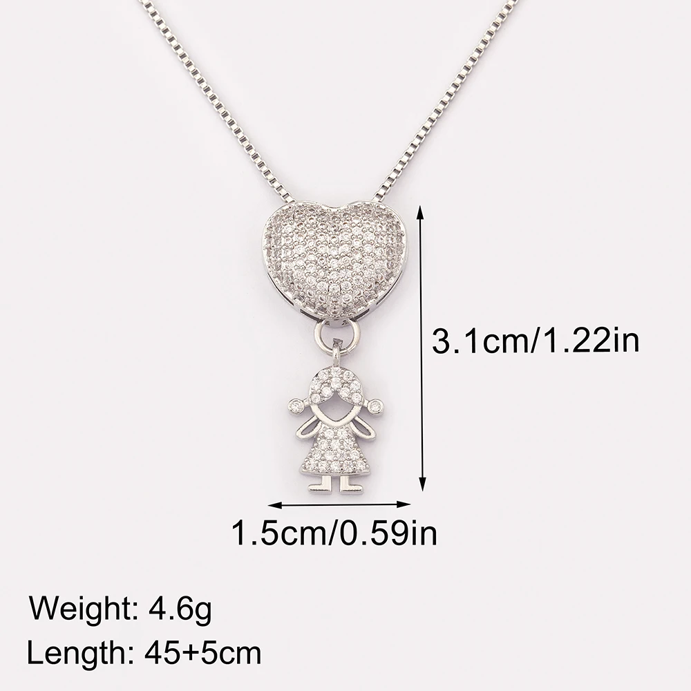 Nidin New Design Luxury Copper Inlaid Shiny Zircon Boys and Girls Charm Pendant Necklace For Women Fashion Female Jewelry Gifts