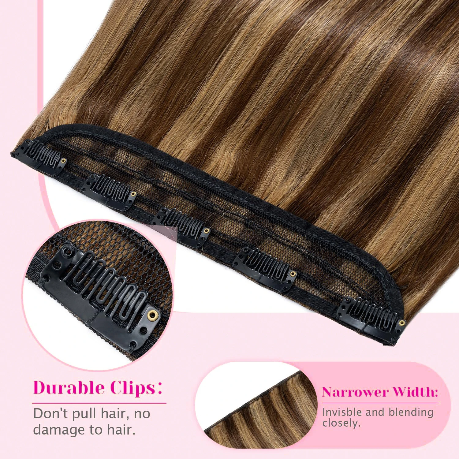 1-Pack 3/4 Full Head Straight Clip Ins 100% Human Hair Extensions 100G/Pc One Piece 5 Clips Human Hair Extensions Hairpieces