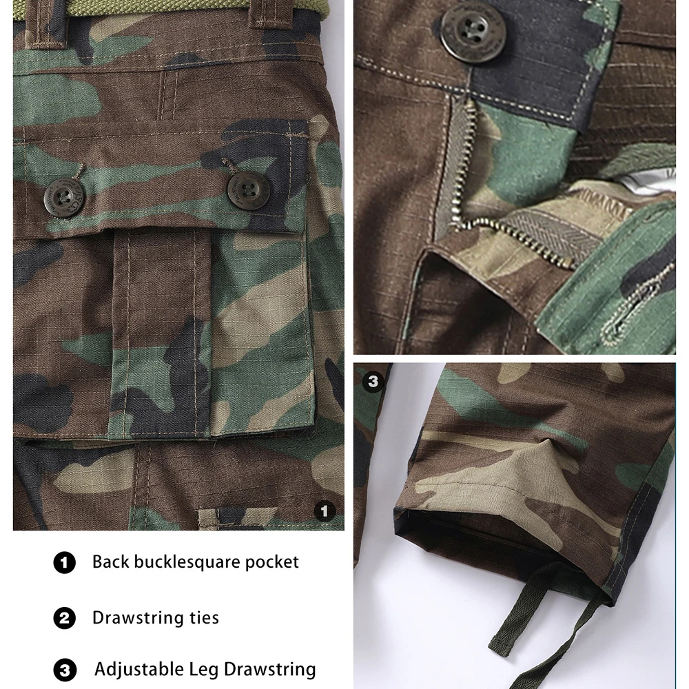 Ararmy Outdoor Multi-Pocket Mannen Cargo Broek Lange Fit Tactische Ripstop Camouflage Mannen Cargo Broek Met Zakken Voor Werk Slimkhaki