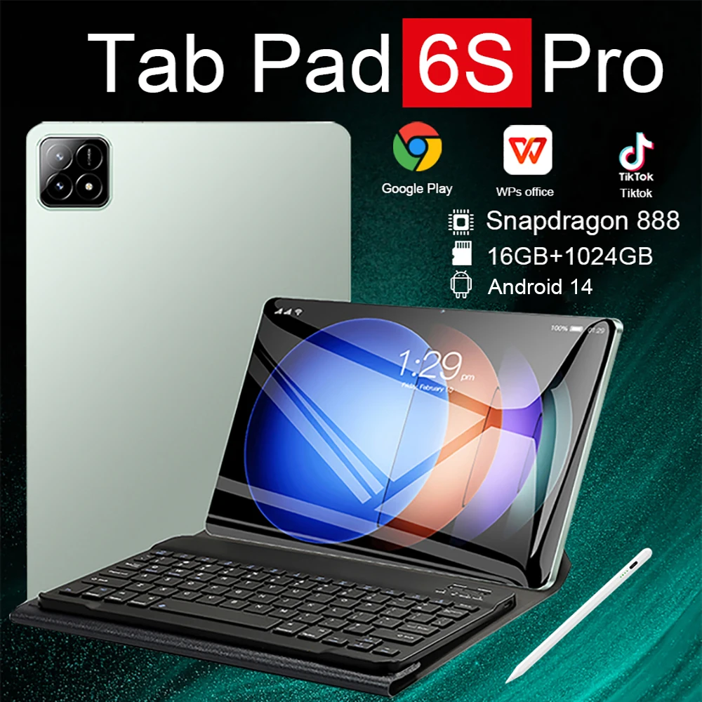 Original Pad 6S Pro Version globale Tablette Mi Android 14.0 Snapdragon 888 10.1inch 16GB + 1T 10000mAh 5G Touriste 5G WI-FI GPS