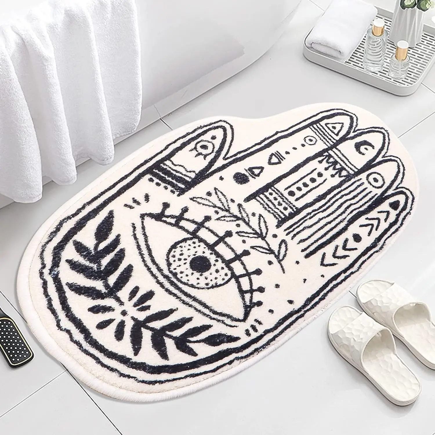 Non Slip Eye Pattern Carpet Mysterious Palm Lines Doormat Bathroom Mat Home Decoration Flannel Home Bedside Carpet Gift