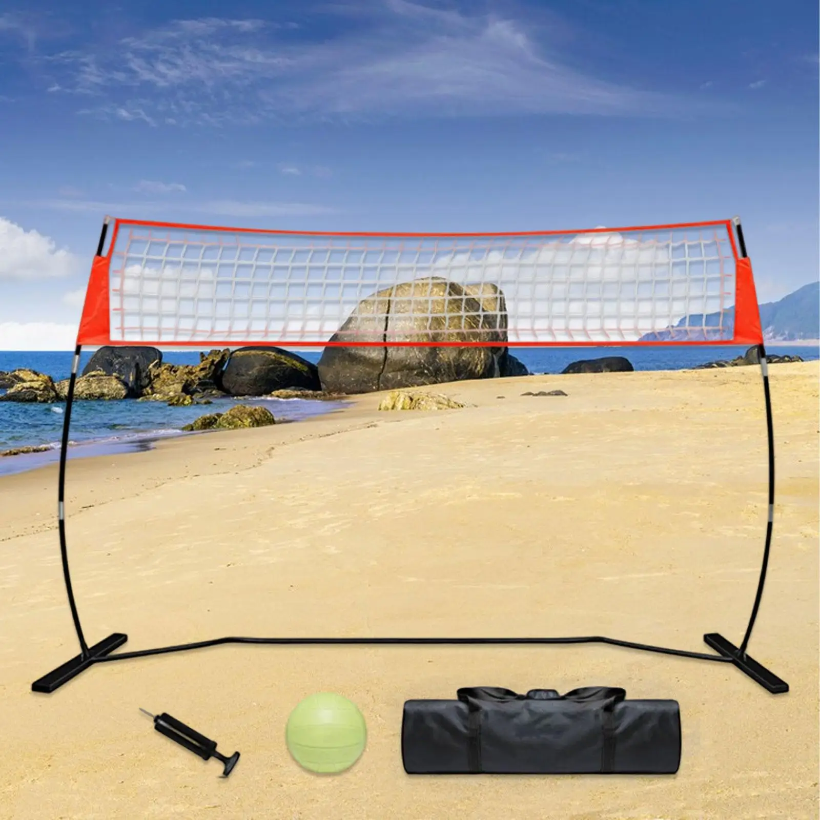 12ft Width  Volleyball Training Net Equipment for Solo Team Serving Practice Lightweight Portable Outdoor Sport Volleyball Net