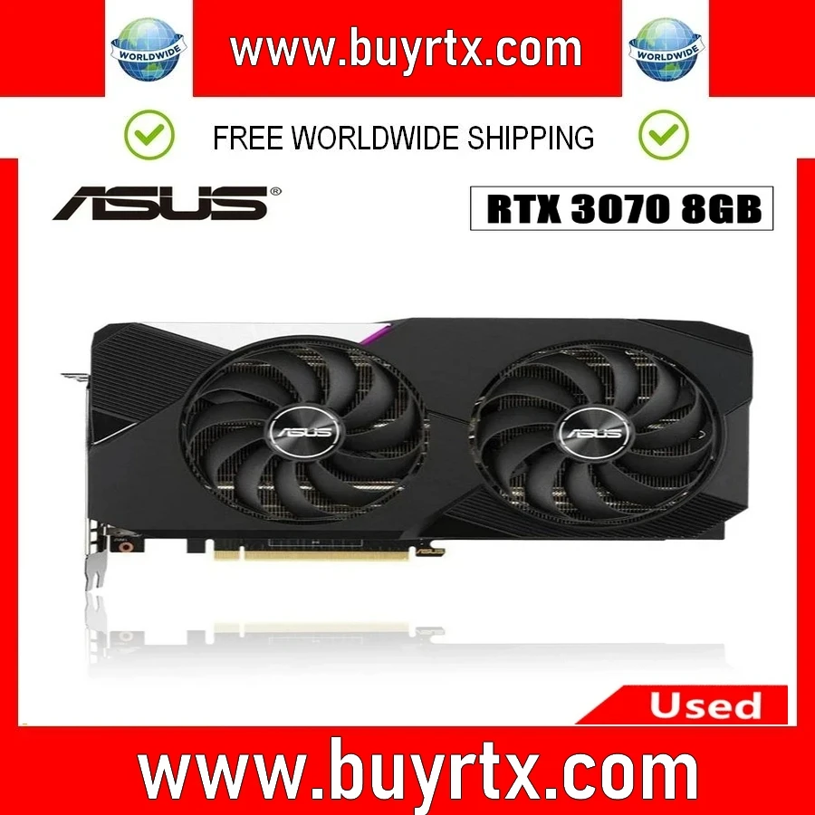 2024 używana karta graficzna ASUS RTX 3070 8GB GDDR6 256bit karty graficzne GPU RTX3070 8G PCI Express 4.0 16X