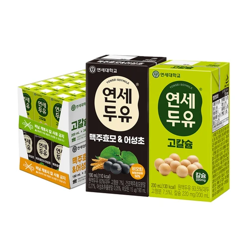 연세우유 맥주효모&어성초 190ml 24팩 + 고칼슘 두유 200ml 24팩 