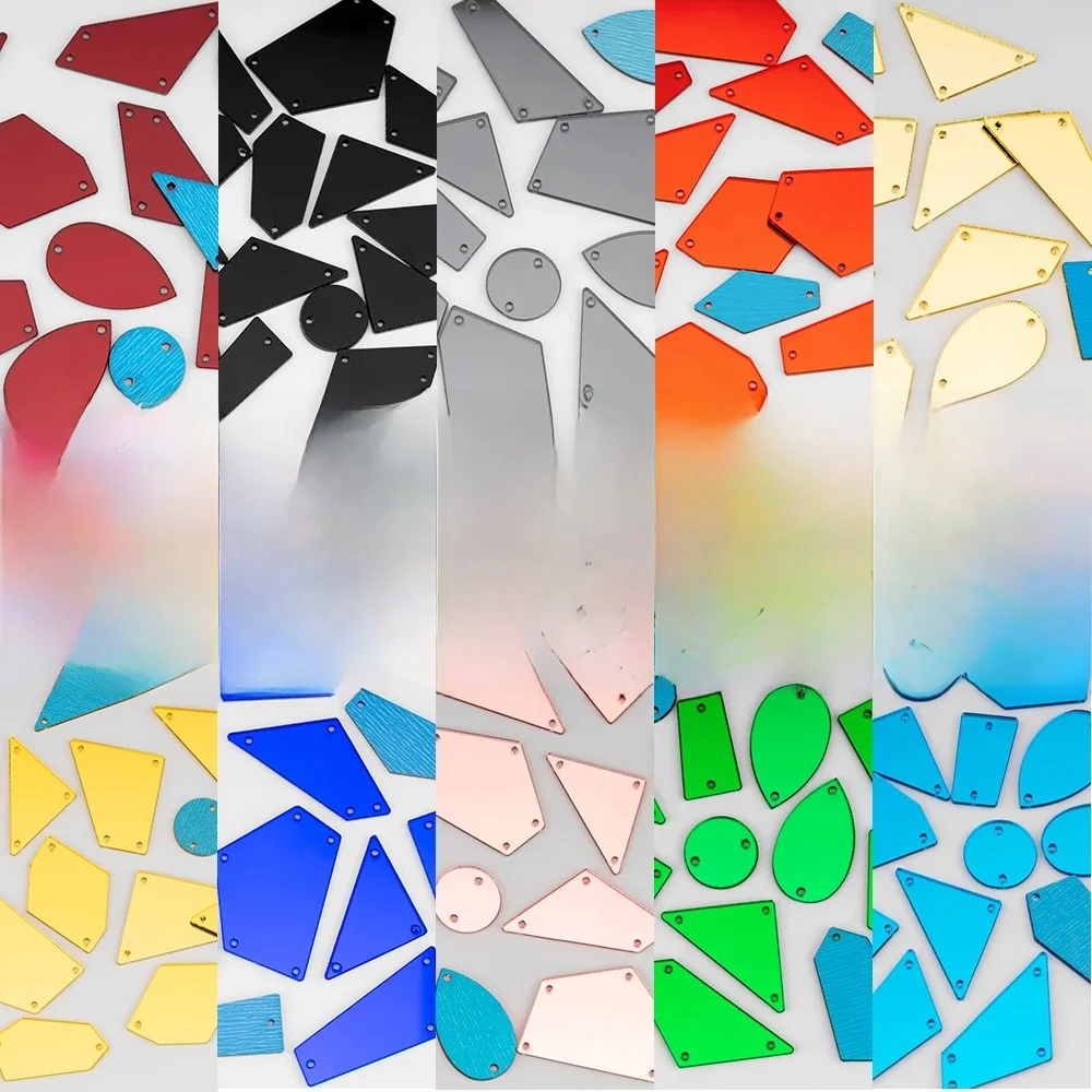 CARLOW – miroir acrylique à dos plat, mélange de tailles, strass cousus, pierres multicolores de haute qualité pour vêtements, décoration DIY